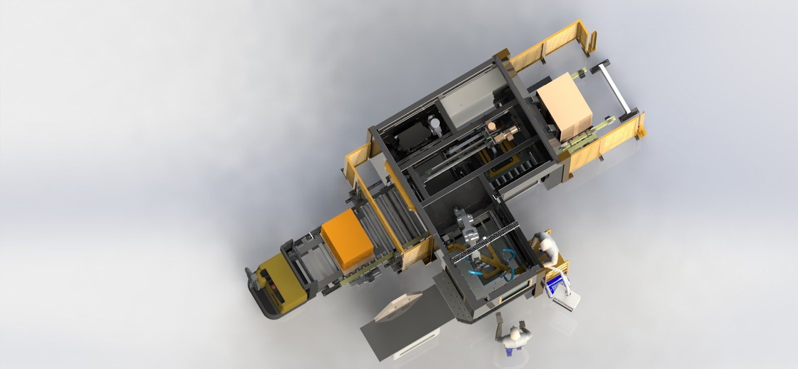Robotska lepilna celica — 3D prikaz od zgoraj